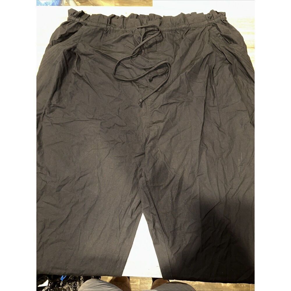 Women's Treasure & Bond Wide Leg Drawstring Pants Pockets Black Size XL. 16